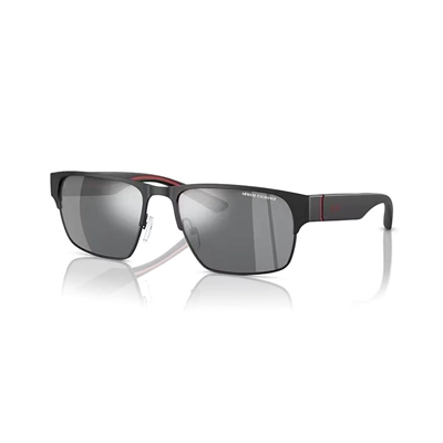 Armani Exchange AEX 2046S 60006G 57 Aynalı Erkek Dikdörtgen Mat Siyah Metal Güneş Gözlüğü